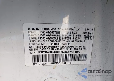 2016 Acura Mdx Technology Acurawatch Plus Packages/Technology Package from USA, damaged, VIN 5FRYD4H46GB009785